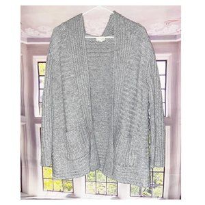 Maison Jules Chunky Grey Boho Open Front Sweater Hoodie Cardigan